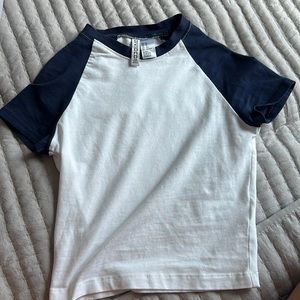 H&M White and navy baby tee